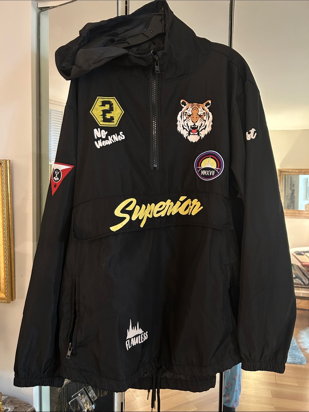 D & M Apparel XL Black Pike Quarter Zip Anorak Windbreaker Pullover